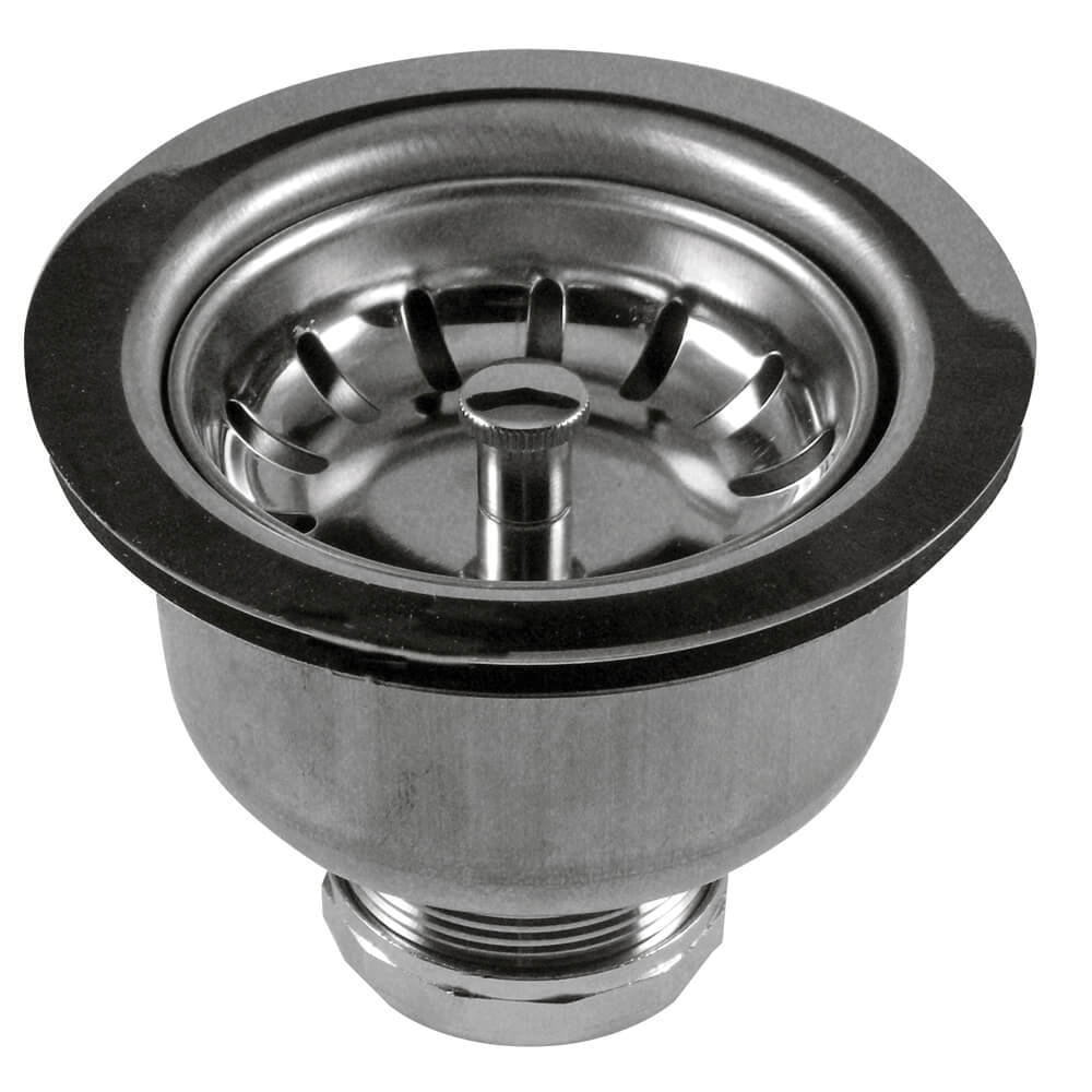 81090 Lock-In Fixed Post Basket Strainer Assembly, 3-1/2 in Dia, Stainless Steel, For: Universal Sinks