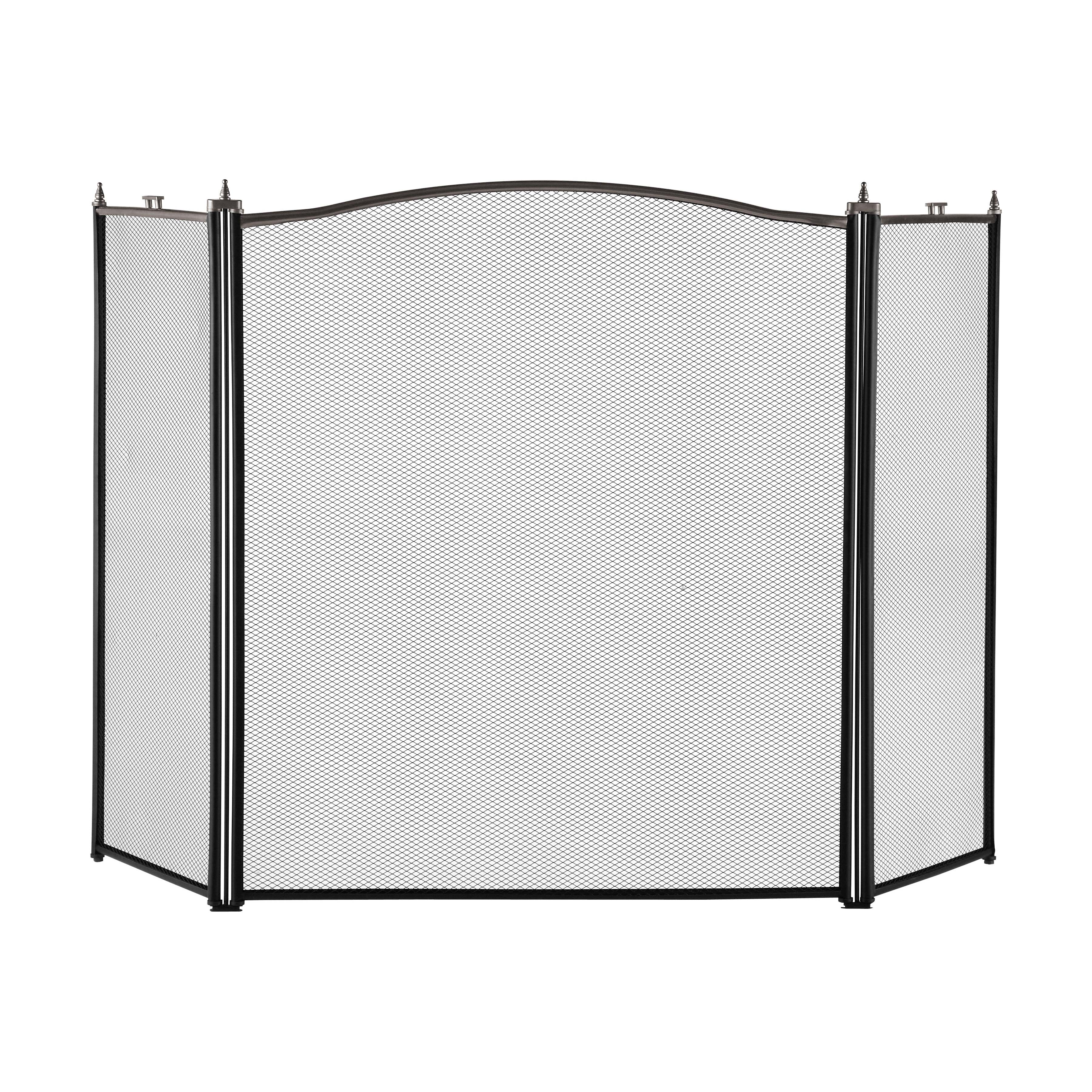 C31020ASK3L 3-Panel Fireplace Screen, 52 in W, 30-1/2 in H, Steel, Antique Silver/Black