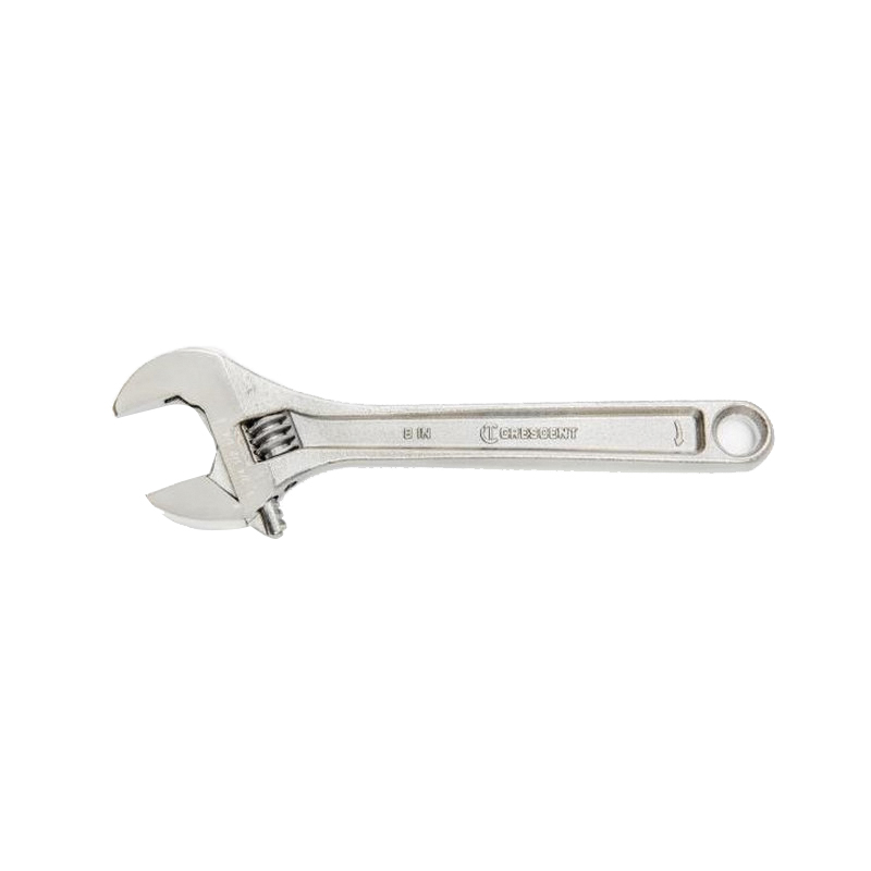 AC28VS Adjustable Wrench, 8 in OAL, 1-1/8 in Jaw, Steel, Chrome-Plated, Non-Cushion Grip Handle
