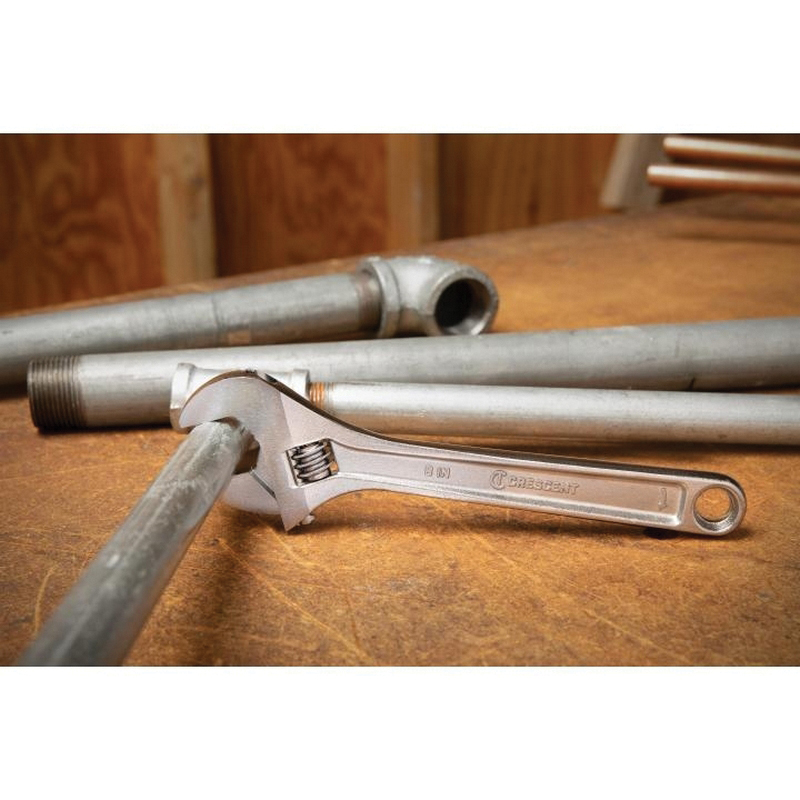 Crescent AC28VS Adjustable Wrench, 8 in OAL, 1-1/8 in Jaw, Steel, Chrome-Plated, Non-Cushion Grip Handle