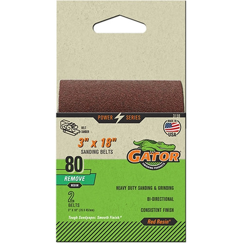 3159 Sanding Belt, 3 in W, 18 in L, 80 Grit, Medium, Aluminum Oxide Abrasive