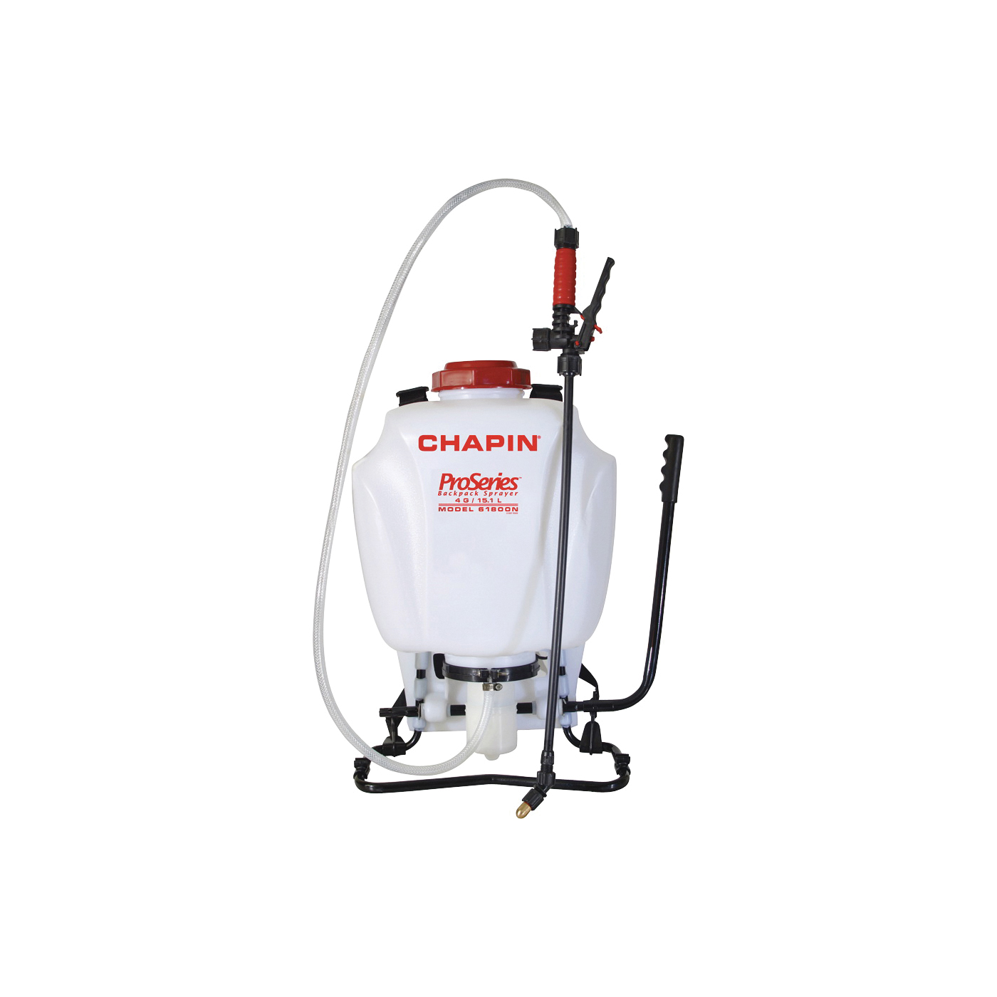 61800 Backpack Sprayer, 4 gal Tank, Poly Tank, 25 ft Horizontal, 23 ft Vertical Spray Range, 48 in L Hose