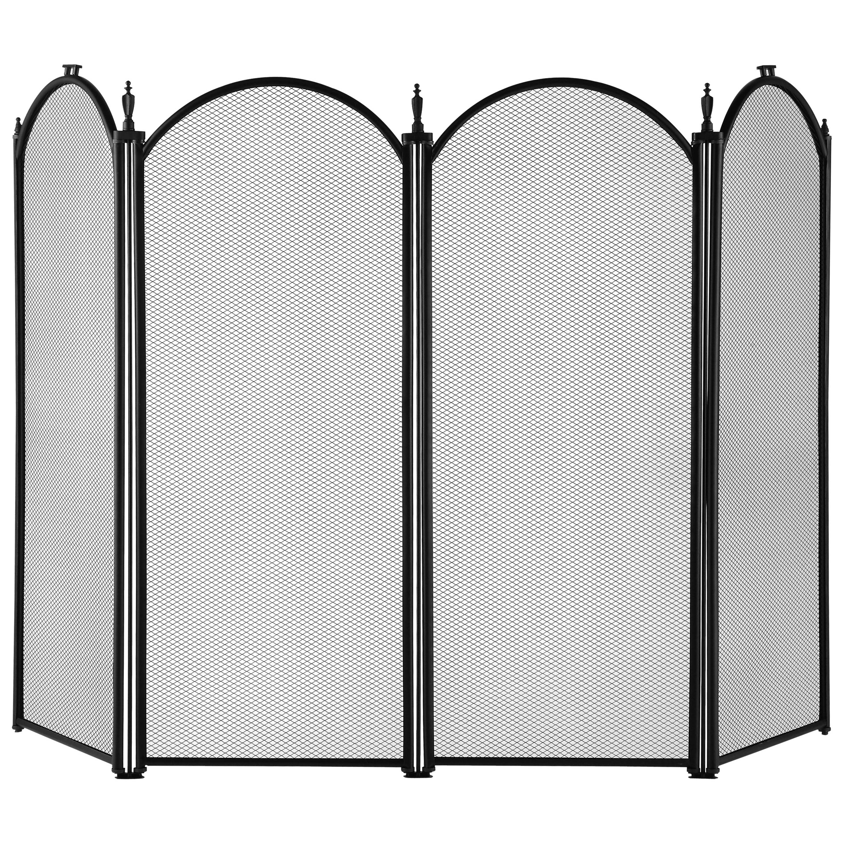 S41010BK-C3L Fireplace Screen, 51-1/2 in W, 32 in H, Steel, Black Powder-Coated, Black