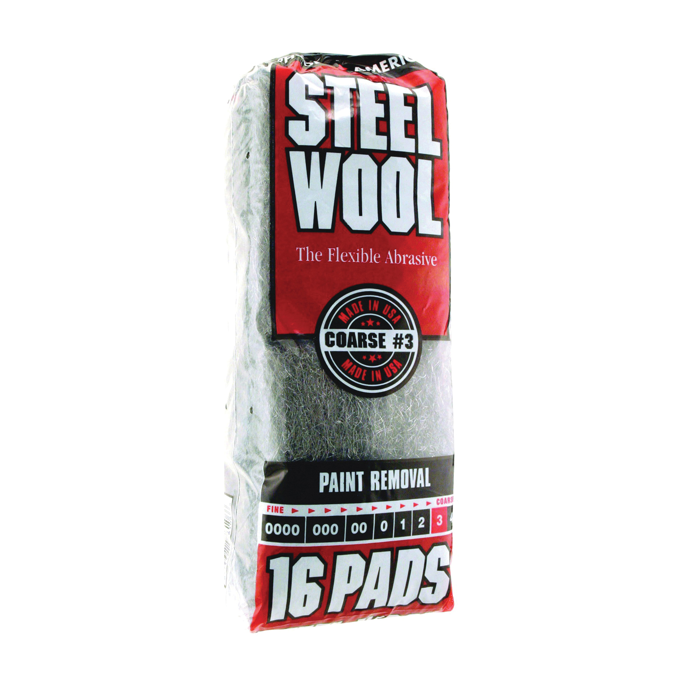 106606-06 Steel Wool, #3 Grit, Coarse, Gray