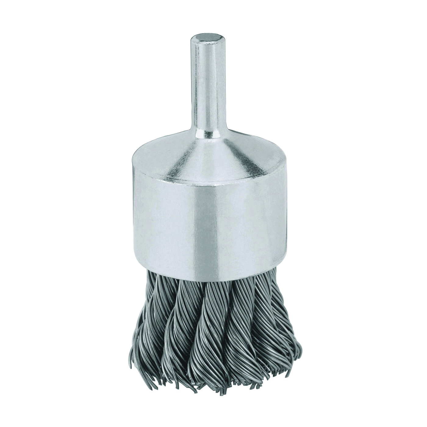 HP DW4902 End Brush, 1 in Dia, 1/4 in Arbor/Shank, Knotted Bristle, 0.02 in Dia Bristle, 1 in L Bristle Trim