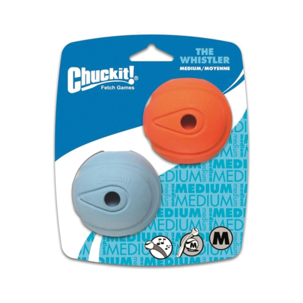 20220 Dog Toy, M, The Whistler, Natural Rubber, Blue/Orange