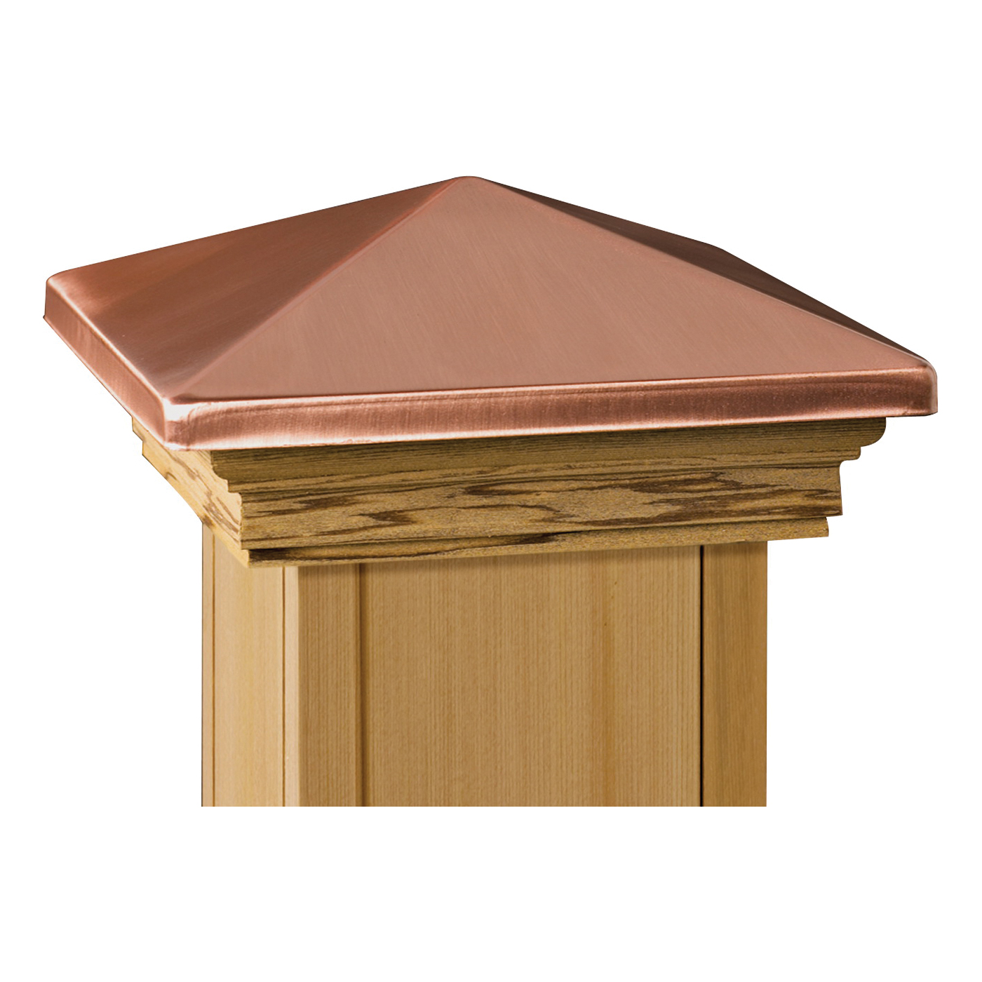 72227 Post Cap, 6 in L, 6 in W, Plastic/Wood, Copper