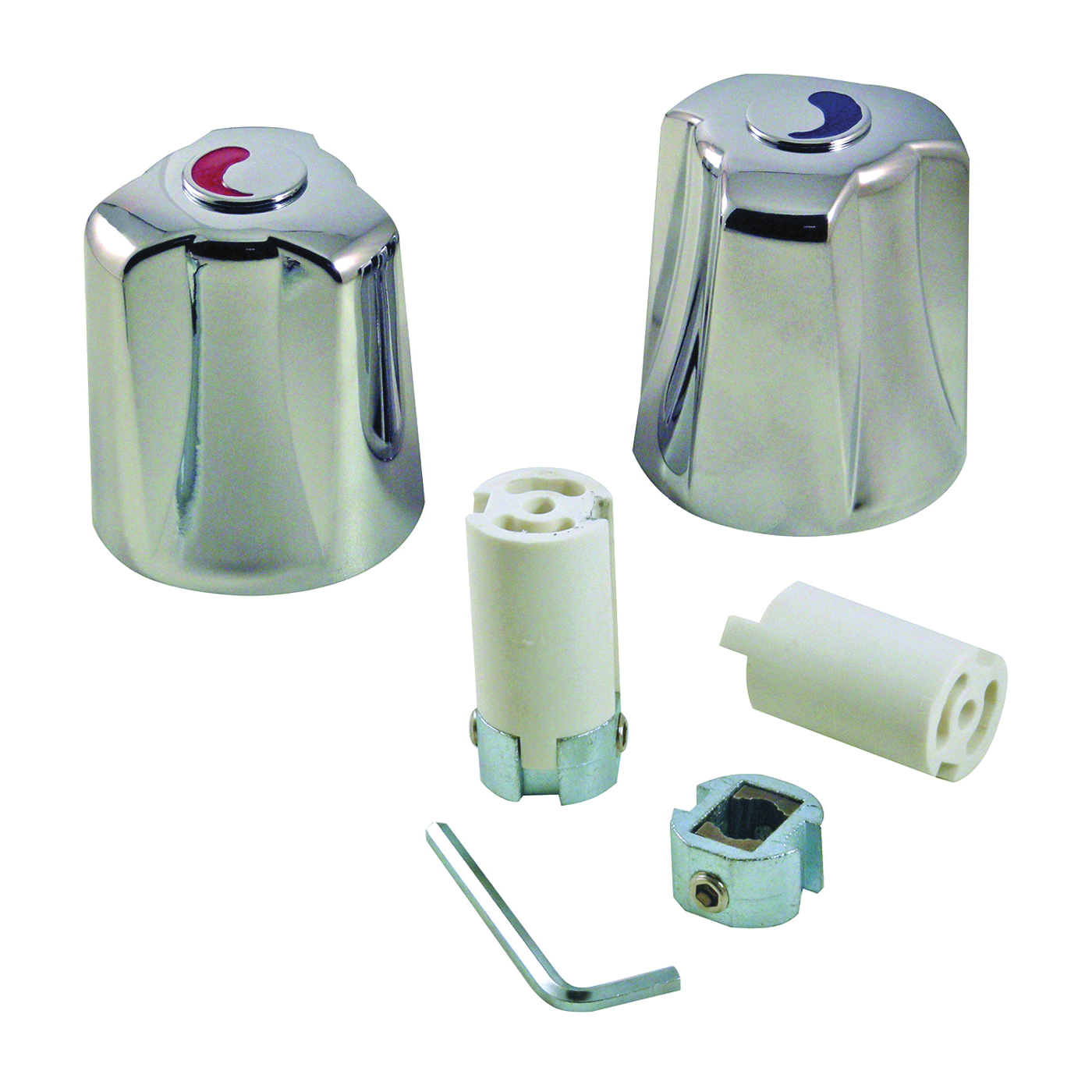 80019 Faucet Handle, Zinc, Chrome-Plated, For: Two Handle Tub and Shower Faucets