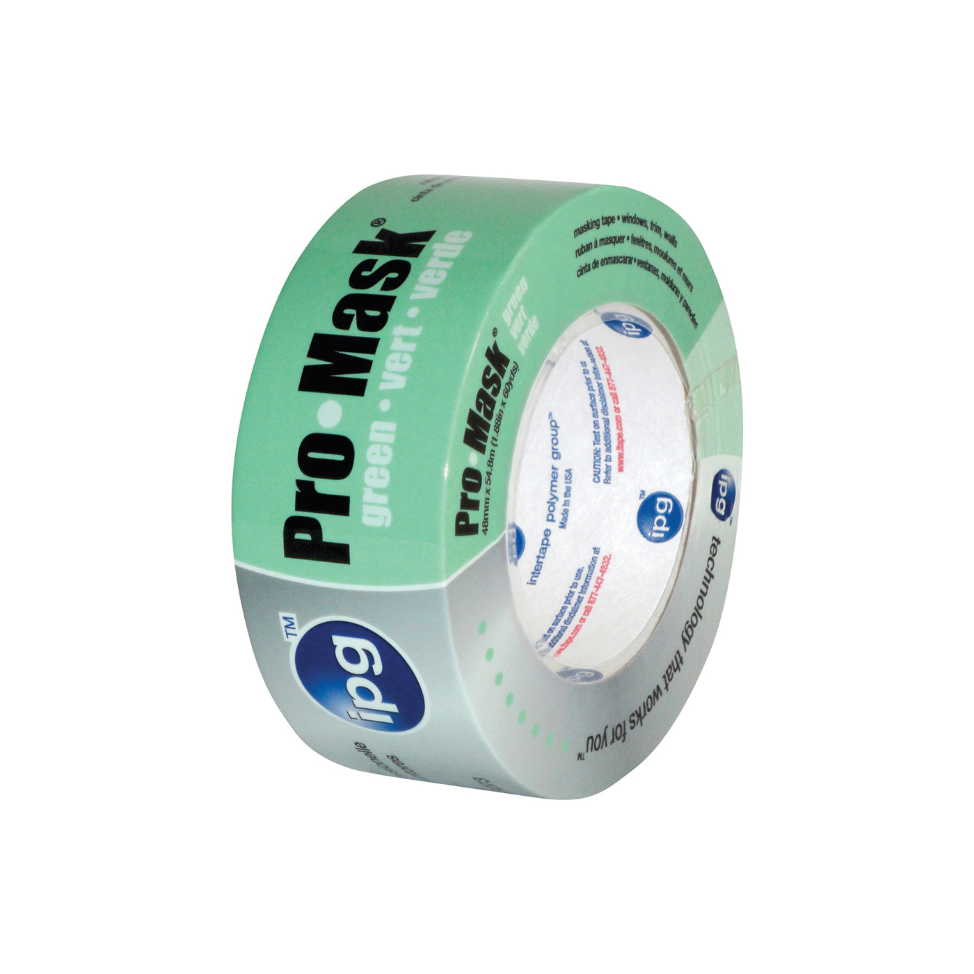 5804-1.5 Masking Tape, 60 yd L, 1.4 in W, Crepe Paper/Synthetic Rubber Backing, Light Green
