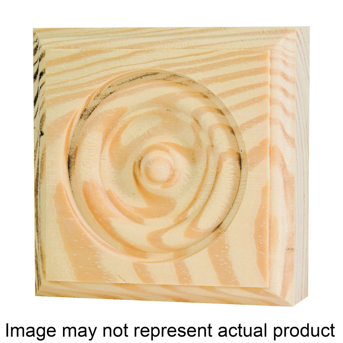 RTB25-36 Trim Block, 2-3/4 in H, 2-3/4 in W, Rosette Pattern, Wood