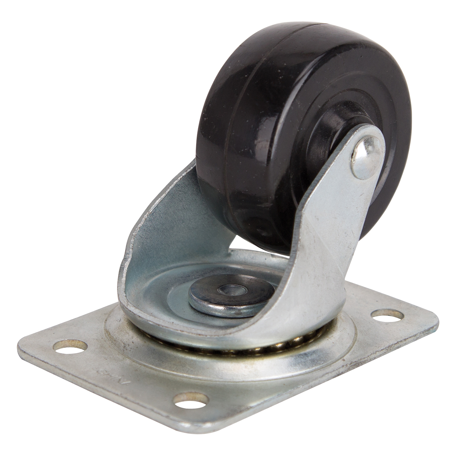 1111 Swivel Caster, 2-1/2 in Dia Wheel, 1 in W Wheel, Rubber Wheel, Black, 130 lb, Steel Housing Material