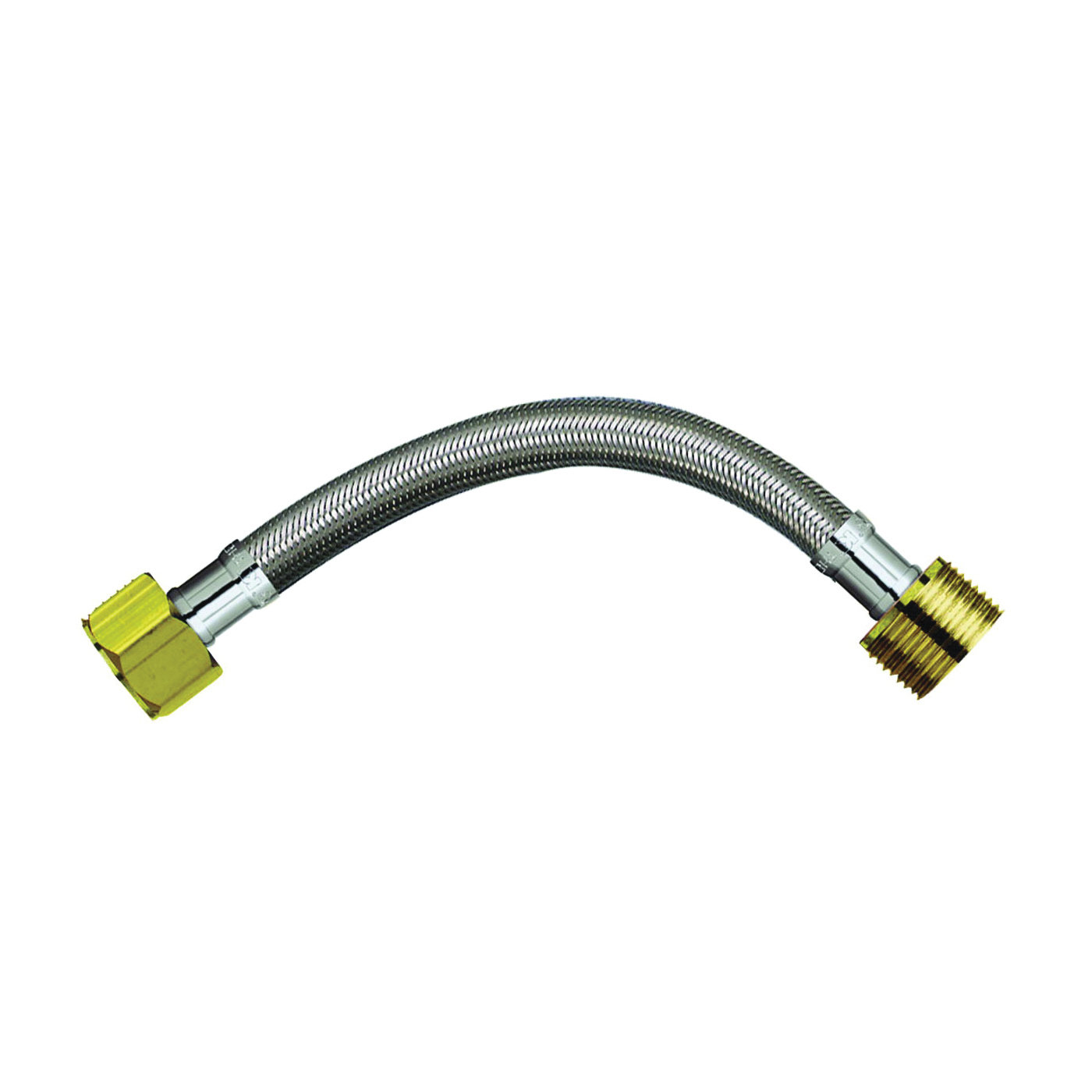 PP888-11LF Water Heater Connector, 3/4 in, FIP x MIP, Stainless Steel, 18 in L