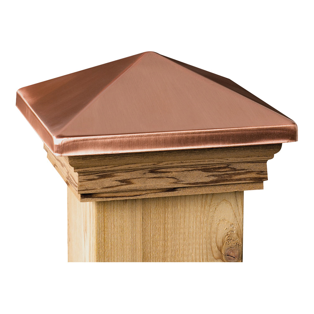 72217 Post Cap, 4 in L, 4 in W, Cedar Wood, Copper, Copper
