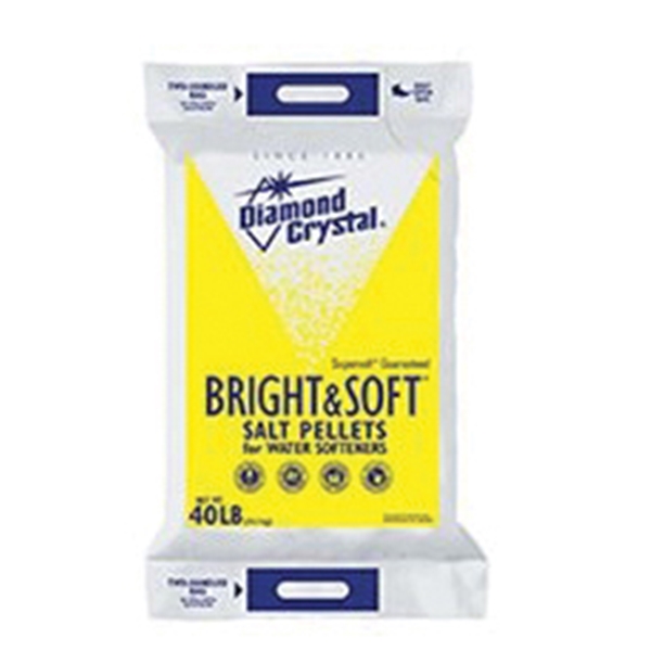 Diamond Crystal Bright & Soft 100012407 Salt Pellets, 40 lb Bag, Crystalline Solid, Halogen