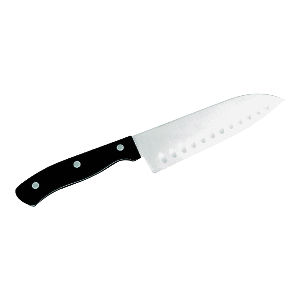 Select Series 21671 Santoku Knife, 6-1/2 in L Blade, Stainless Steel Blade, POM Handle, Black Handle
