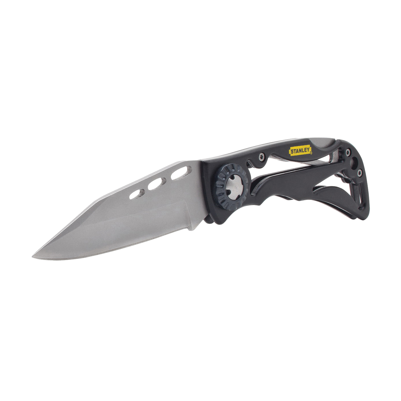 STHT10253 Pocket Knife, 4-1/8 in L Blade, Steel Blade, 1-Blade, Foldable Handle, Black/Yellow Handle