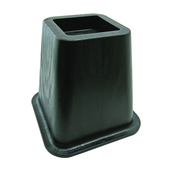 9523 Bed Riser, Rectangular, Plastic, Black, 300 lb, 6-1/8 in H