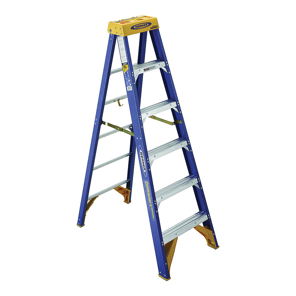 WERNER Old Blue OBCN06  6 ft. Step Ladder, 10 ft. Max Reach, 5-Step, 375 lb, Type IAA Duty Rating, Fiberglass