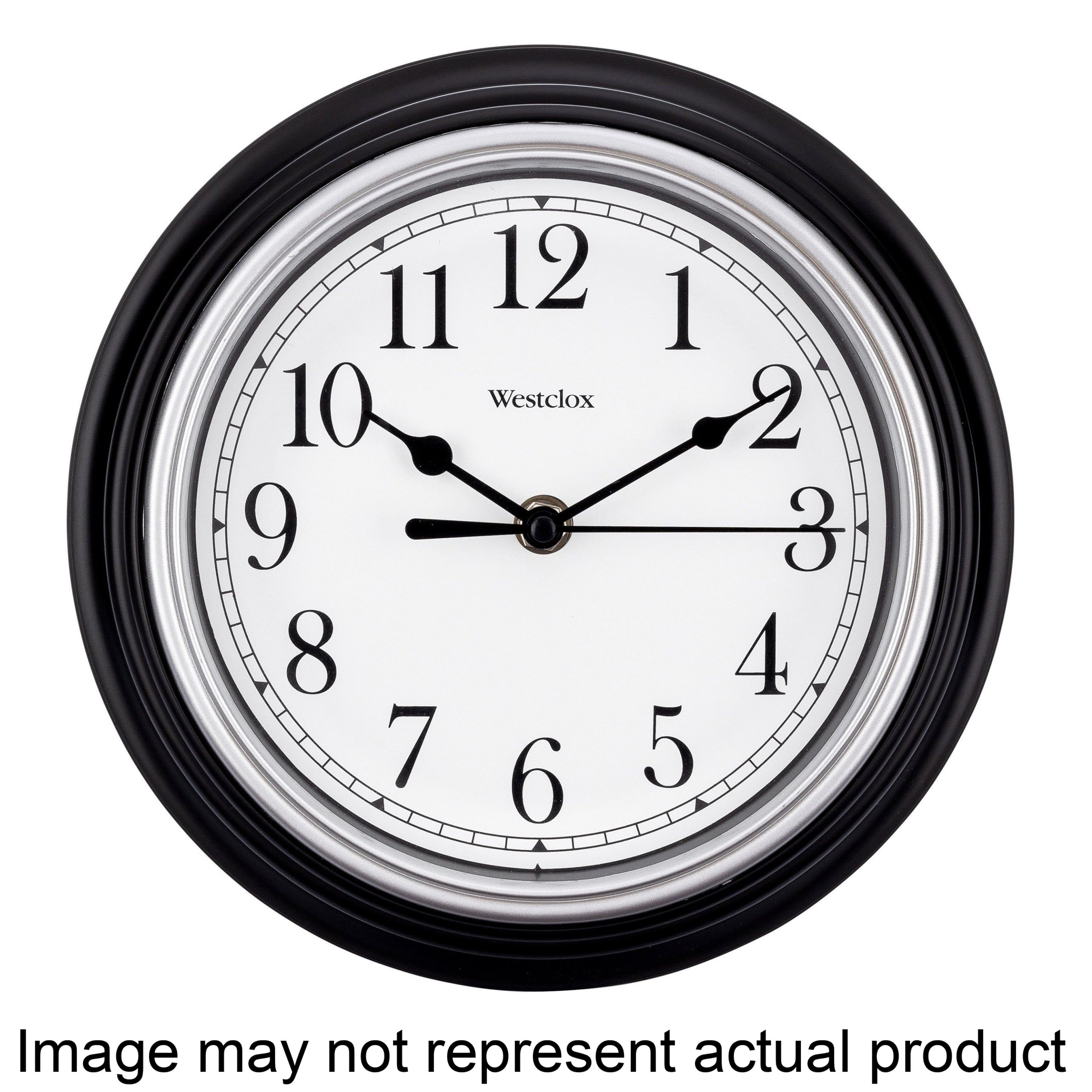 46991A Clock, Round, Black Frame, Plastic Clock Face, Analog