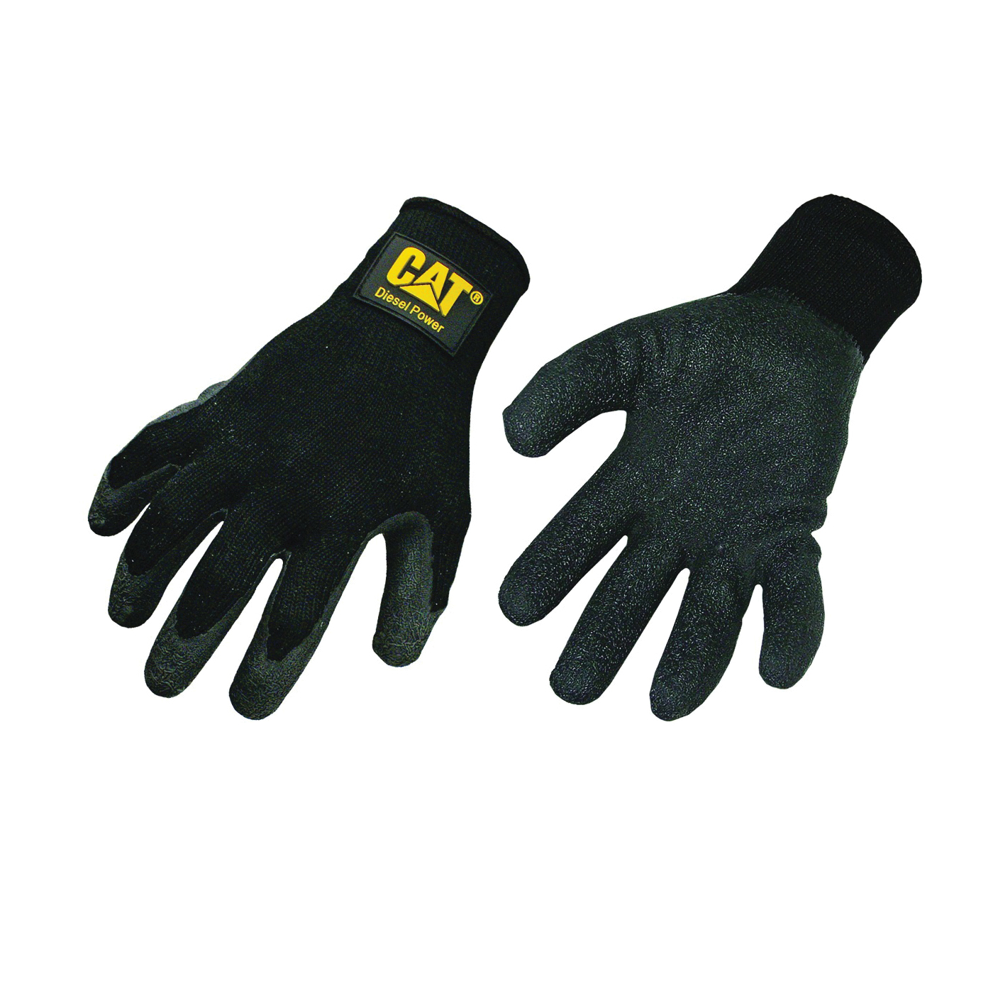 CAT017400L Protective Gloves, L, Knit Wrist Cuff, Cotton/Polyester, Black