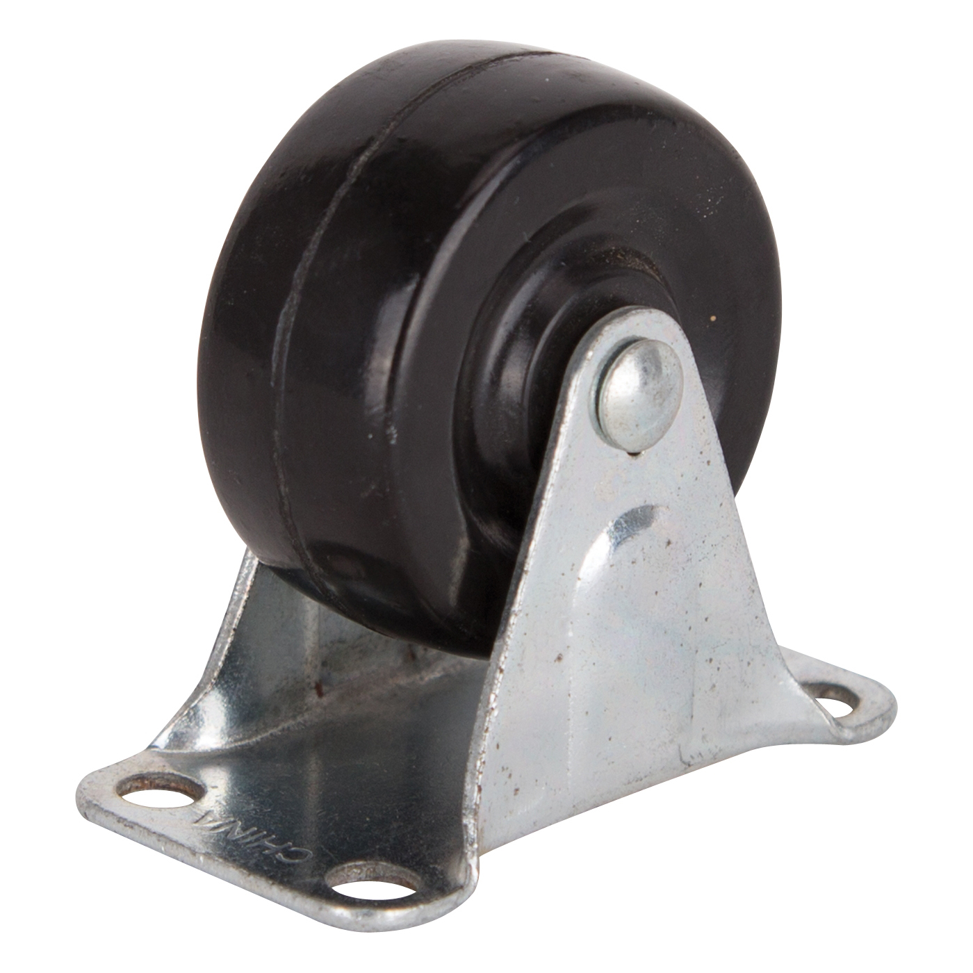 JC-H01 Rigid Caster, 2 in Dia Wheel, 7/8 in W Wheel, Rubber Wheel, Black, 125 lb, Steel Housing Material
