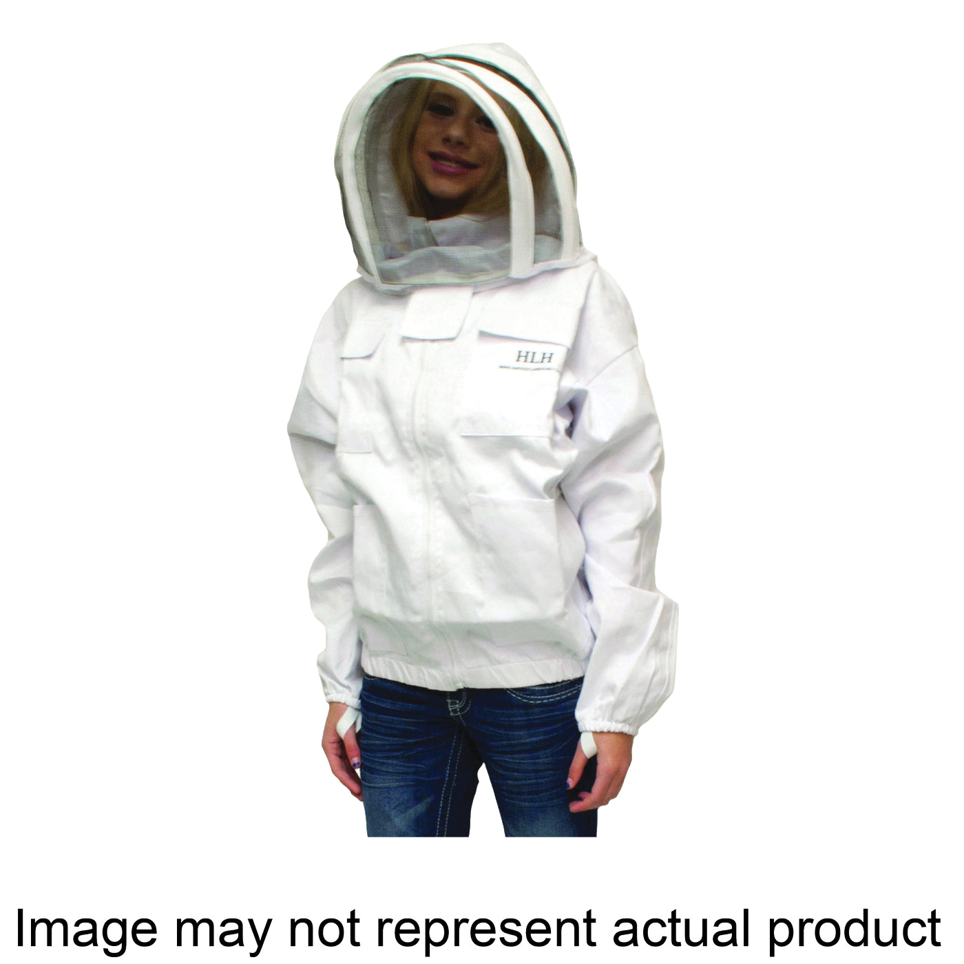CLOTHSJM-102 Beekeeper Jacket with Hood, M, Attached Fencing Veil Hood, Zipper Closure, Polycotton