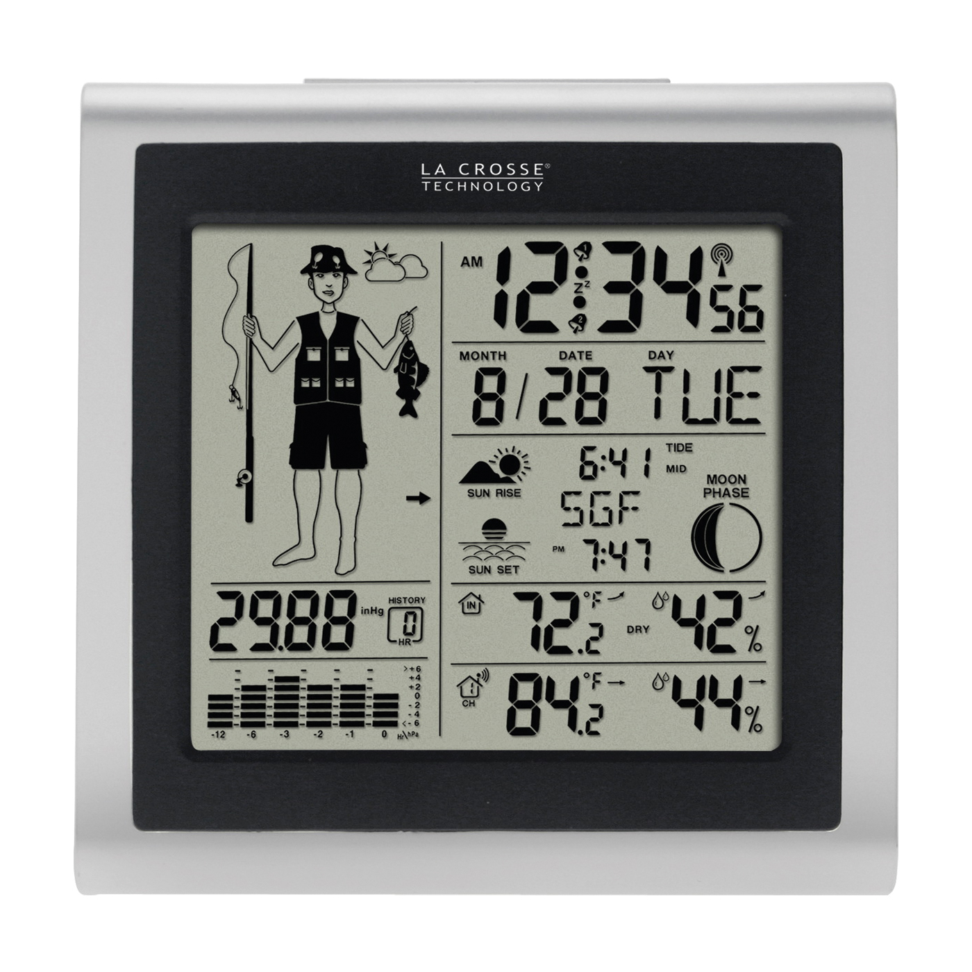 308-1451 Fisherman Forecast Station, 32 to 122 deg F, 1 to 99 % Humidity Range, LED Display