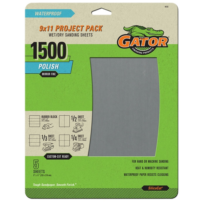 SilicaCut 4470 Sanding Sheet, 11 in L, 9 in W, 1500 Grit, Fine, Silicon Carbide Abrasive