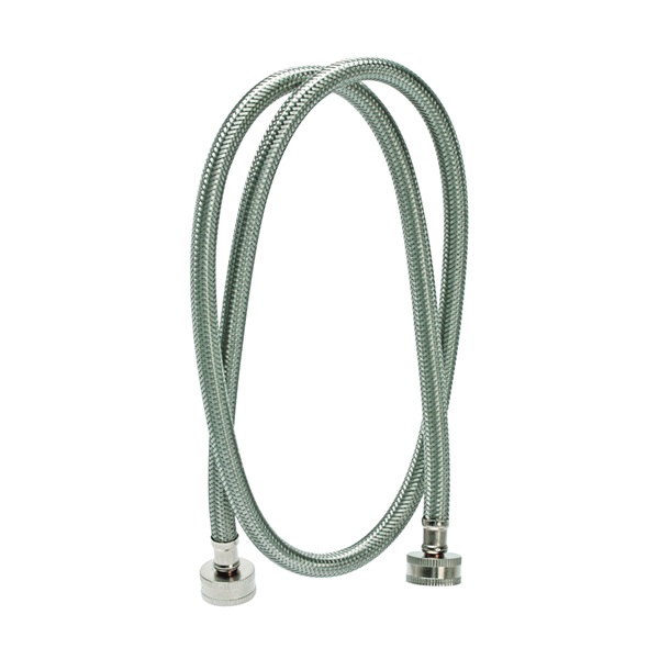 9WM48 Washing Machine Discharge Hose, 3/4 in ID, 48 in L, Female, Stainless Steel