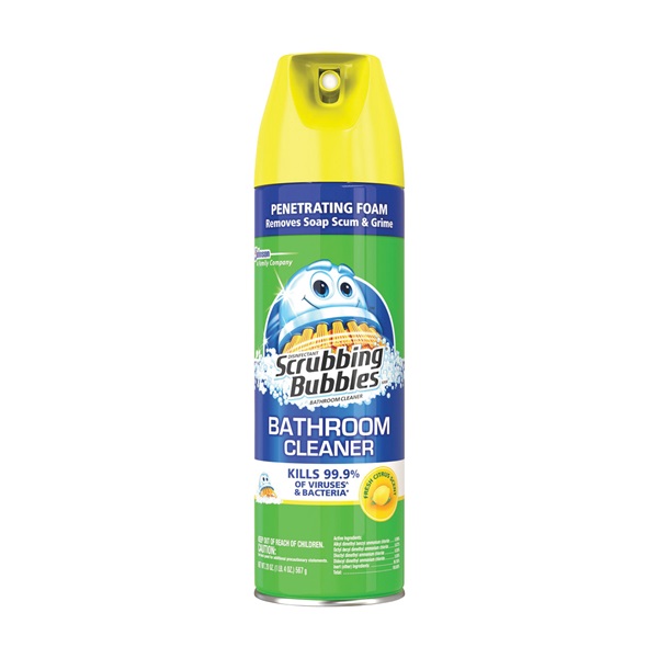 71362 Bathroom Cleaner, 22 oz Aerosol Can, Pleasant Lemon, Yellow