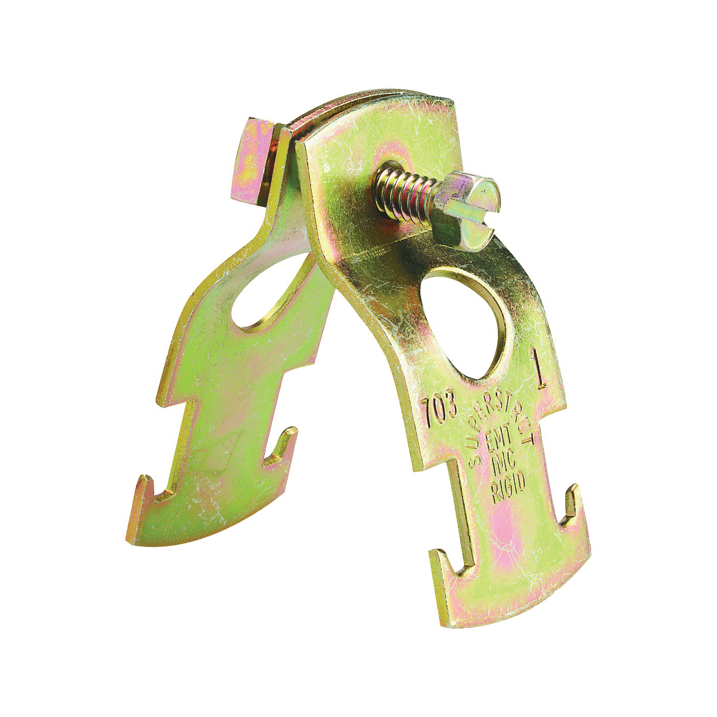 Z703 2-25 Pipe Clamp, Steel, Gold, Galvanized