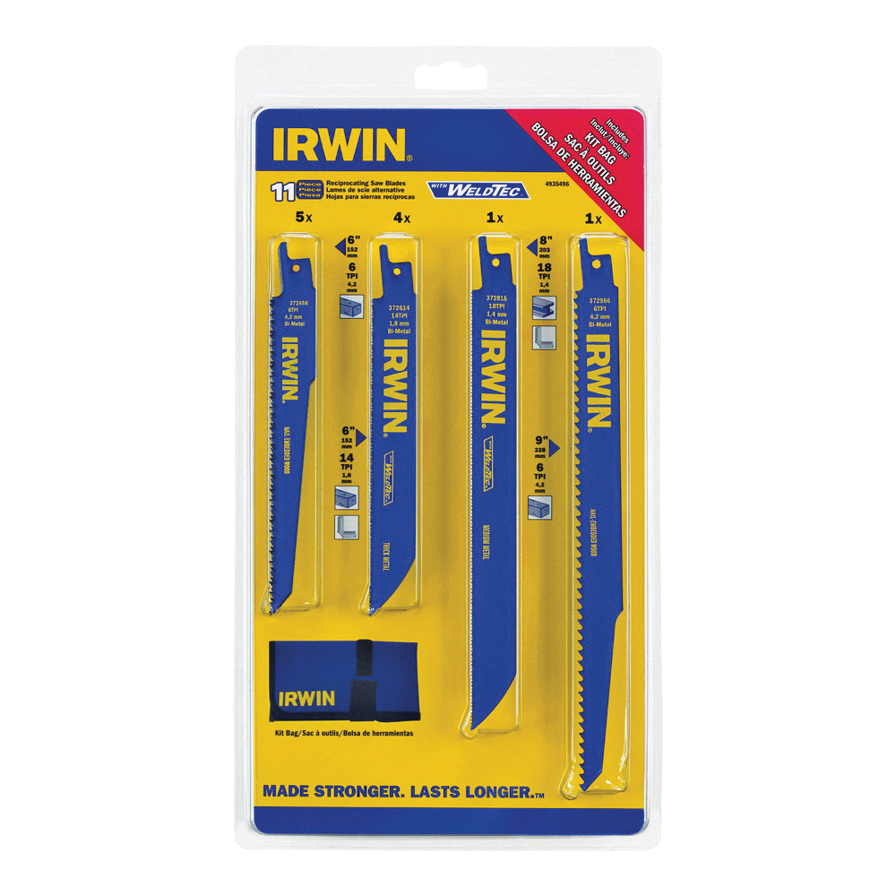 4935496 Reciprocating Saw Blade Set, 11-Piece, Bi-Metal