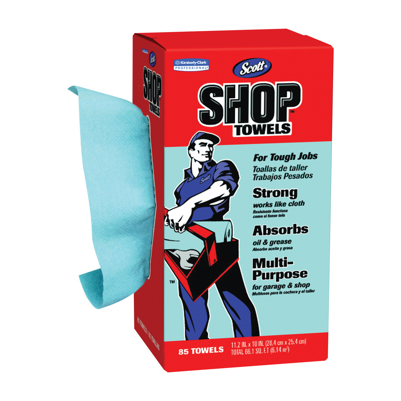 Scott 75090 Shop Towel, 10 in L, 10.8 in W, Blue