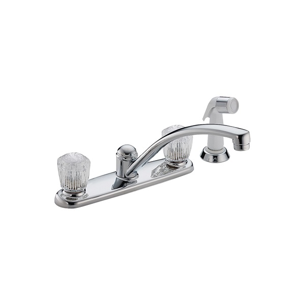 Classic Series 2402LF Kitchen Faucet with Side Sprayer, 1.8 gpm, 2-Faucet Handle, Brass, Chrome Plated