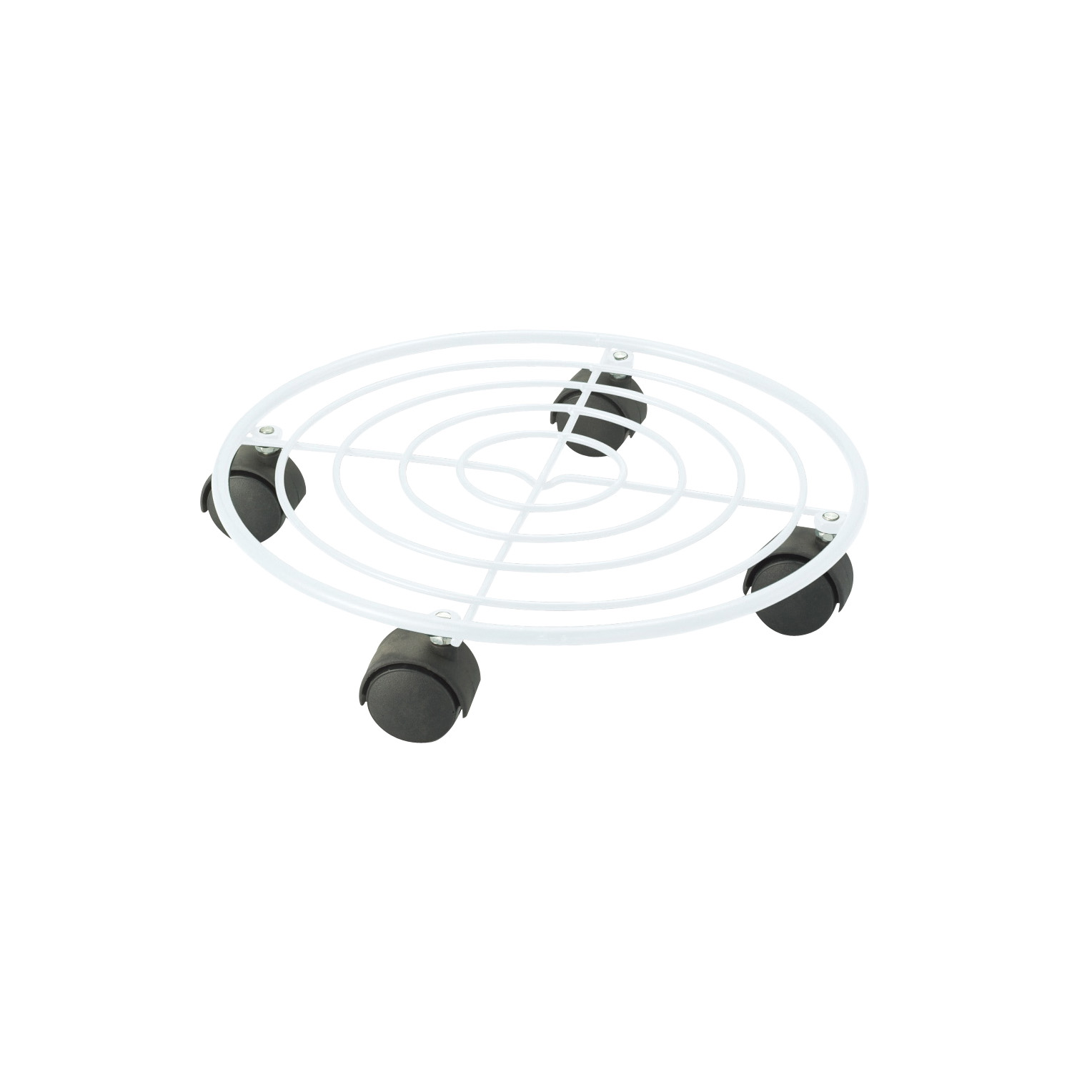 GB-3624-3L Planter Dolly, 16 in OAL, 16 in OAW, 2-1/4 in OAH, 1-Shelf, Iron Shelf, White Shelf