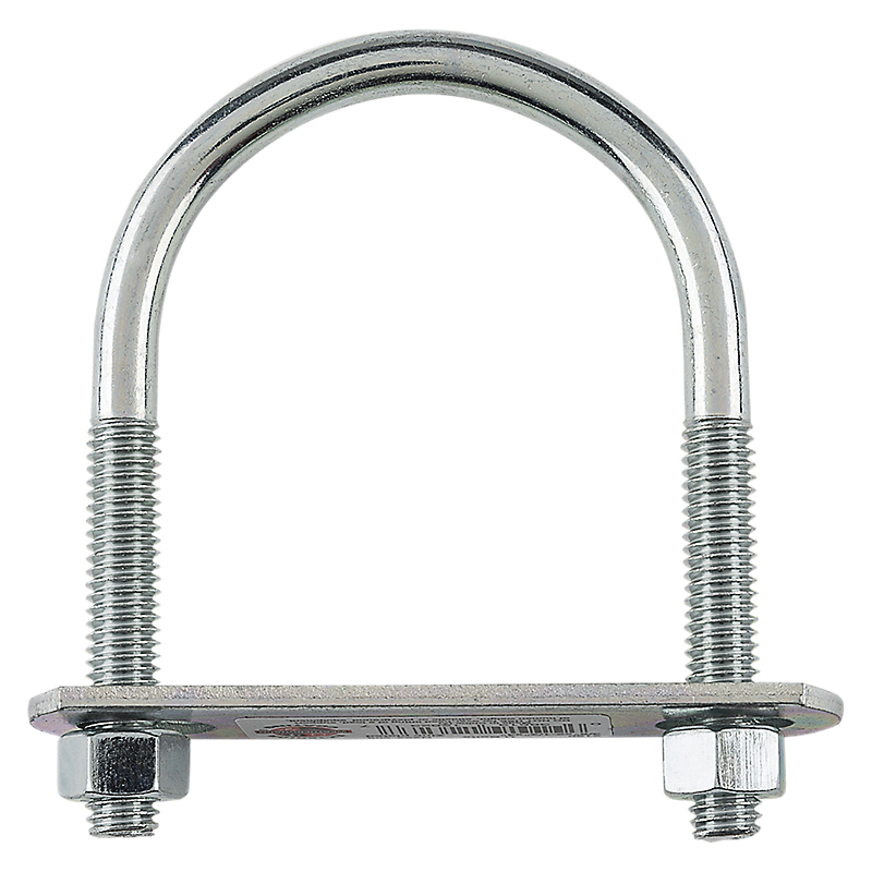N222-208 U-Bolt, 3/8-16 Thread, 2 in L Thread, Steel, Zinc