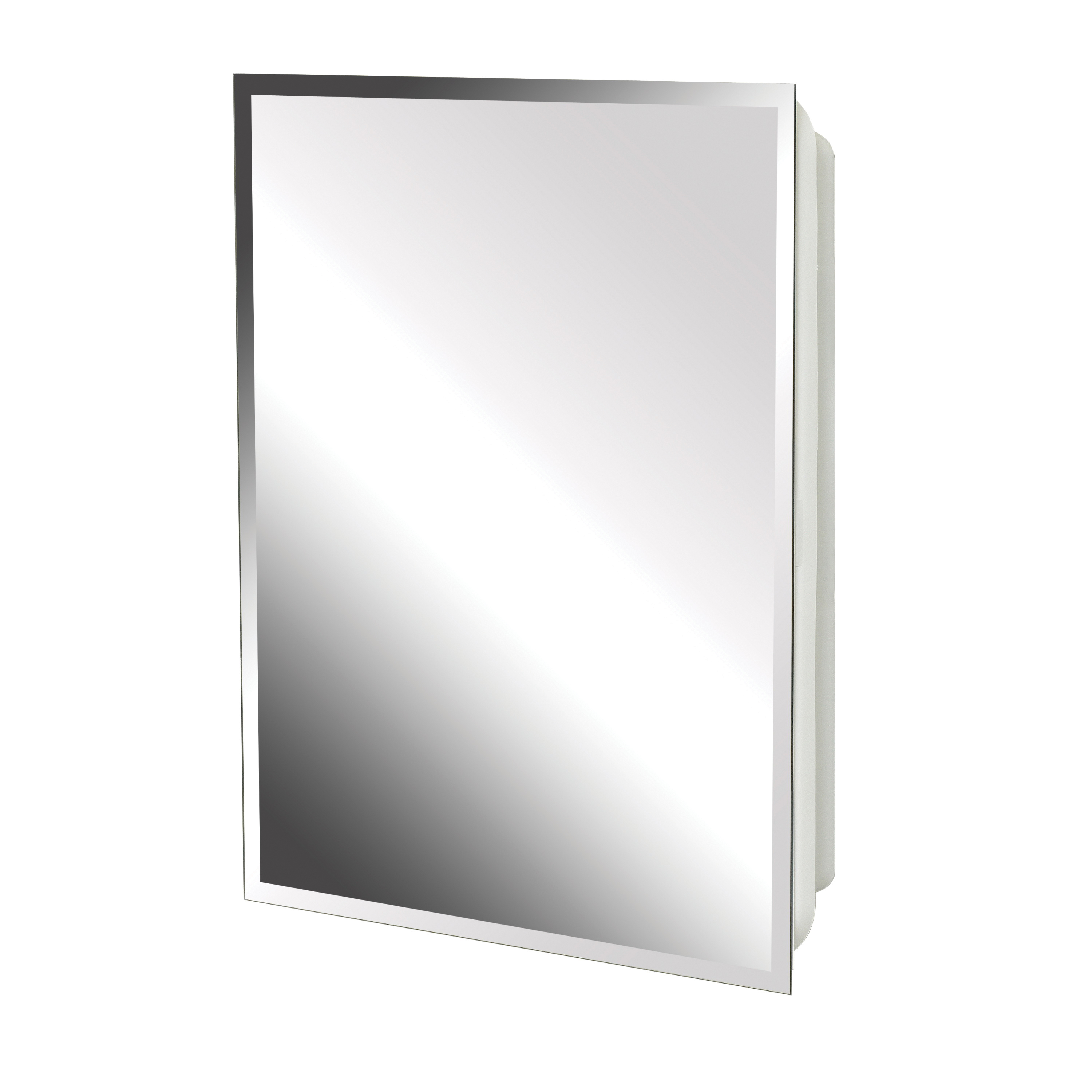MP109 Medicine Cabinet, 16 in OAW, 4-1/2 in OAD, 20 in OAH, Polystyrene, Metallic, White, 2-Shelf, 1-Door