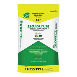 Ironite 100504935 Lawn Fertilizer, 20 lb Bag, Solid, 1-0-1 N-P-K Ratio
