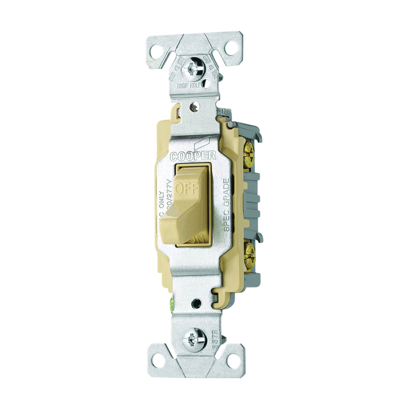 Wiring Devices CS220V Toggle Switch, 2-Pole, 20 A, 120/277 V, Screw Terminal, Ivory