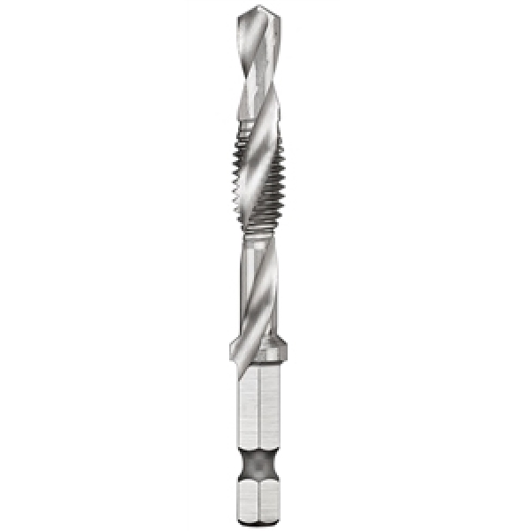 IMPACT READY DWADTQTR51618 Tap and Drill Bit, 5/16 in Dia, 3-Flute, Spiral Flute, HSS