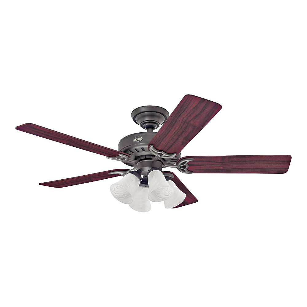 53067/25587 Ceiling Fan, 5-Blade, Cherry/Walnut Blade, 52 in Sweep, 3-Speed, With Lights: Yes