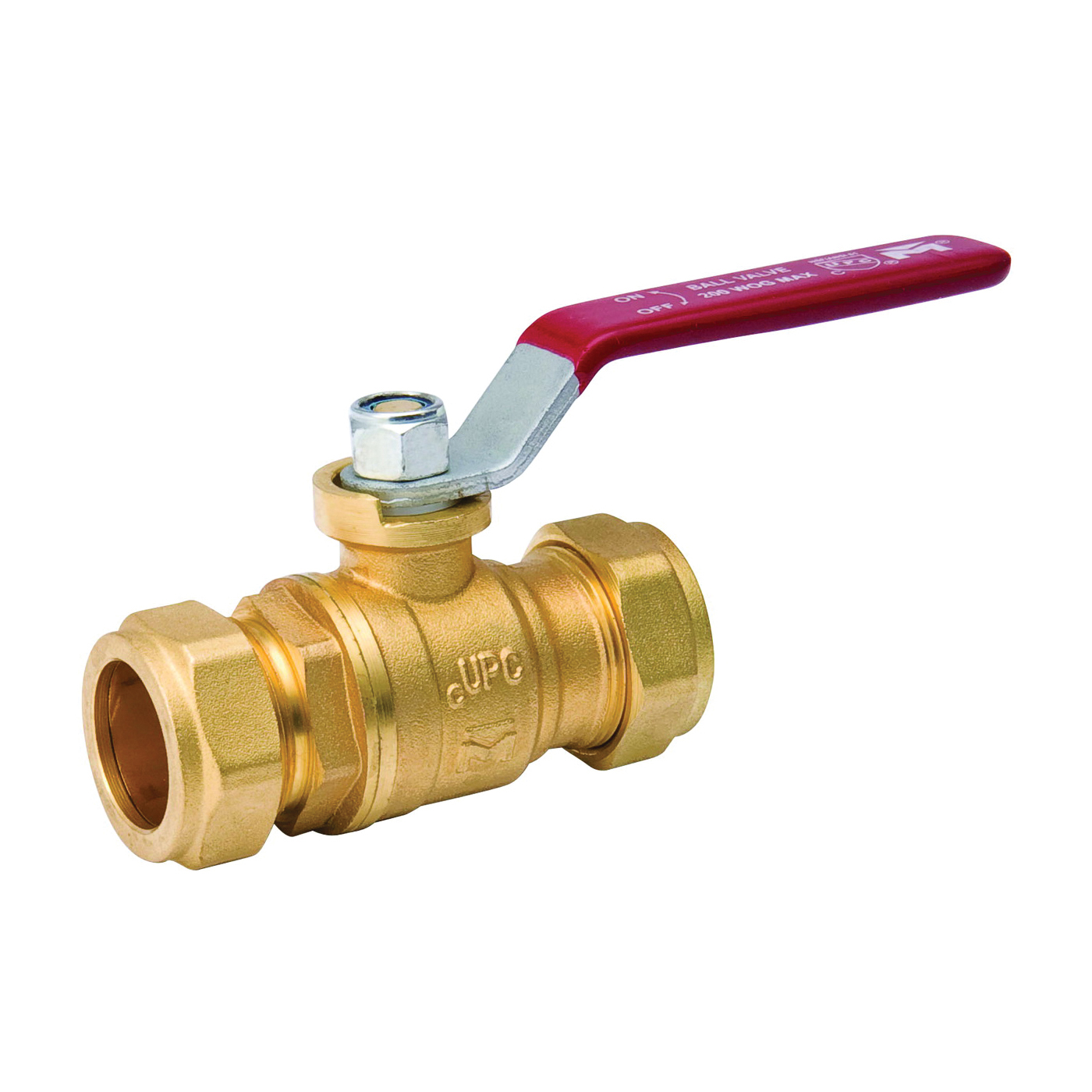 ProLine Series 107-025NL Ball Valve, 1 in Connection, Compression, 200 psi Pressure, Handle Actuator, Brass Body