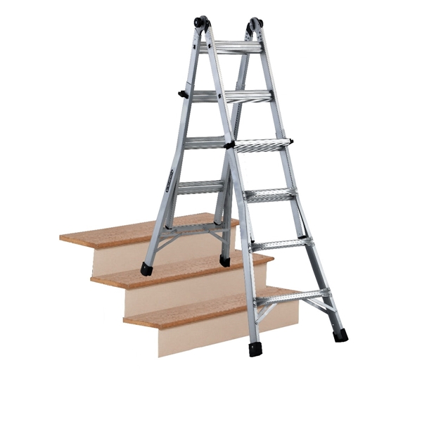 Louisville L-2098-17 Multi-Purpose Ladder, 9 to 15 ft Max Reach H, 16-Step, Type IA Duty Rating, Aluminum - 4