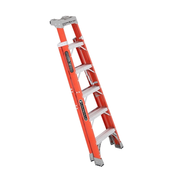Louisville FXS1506 Cross Step Ladder, 124 in Max Reach H, 6-Step, 300 lb, Type IA Duty Rating, 3 in D Step - 2