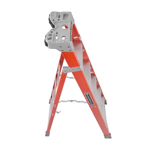 Louisville FXS1506 Cross Step Ladder, 124 in Max Reach H, 6-Step, 300 lb, Type IA Duty Rating, 3 in D Step - 5