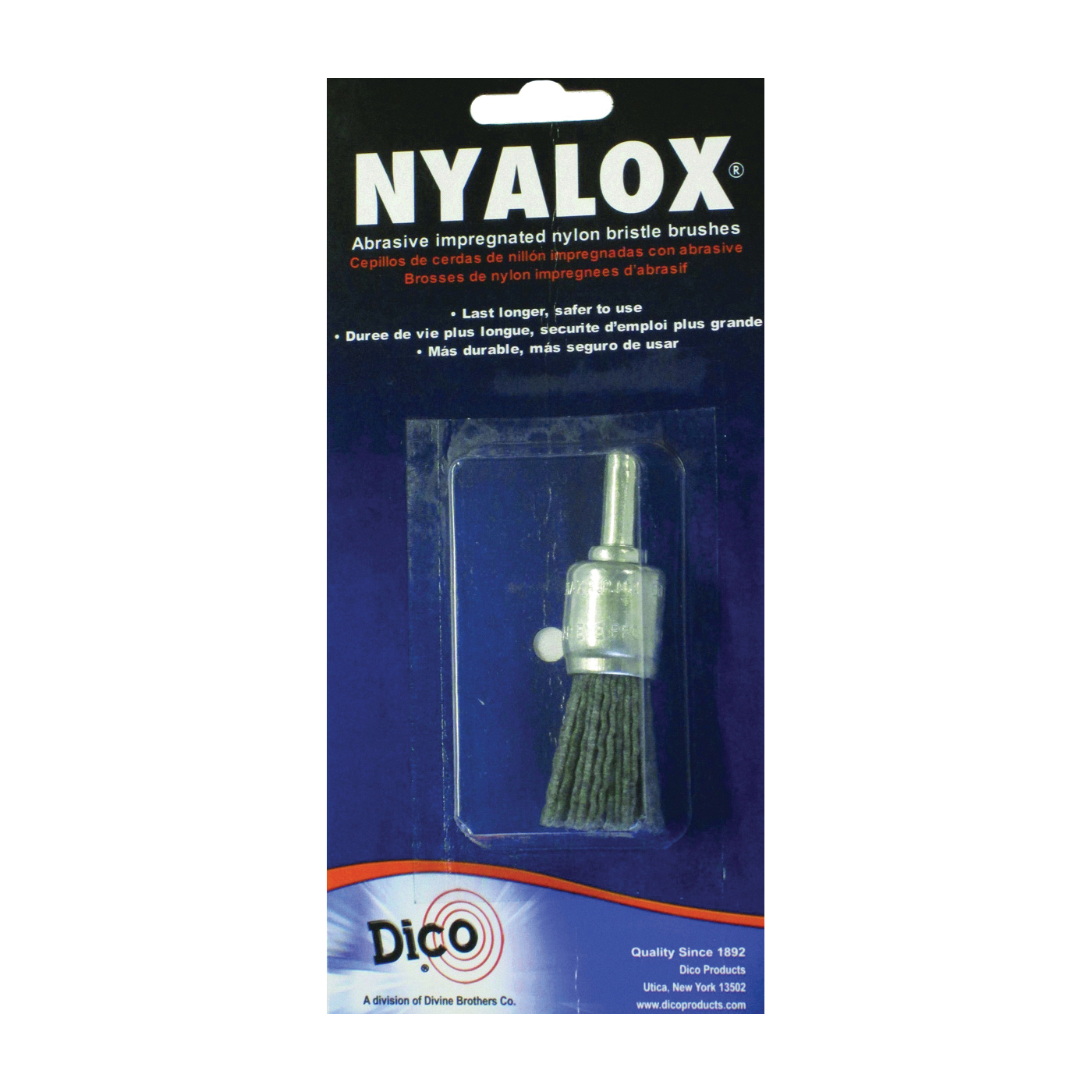 541-775-3/4 End Brush, 3/4 in Dia, 1/4 in Arbor/Shank, Nylon Bristle