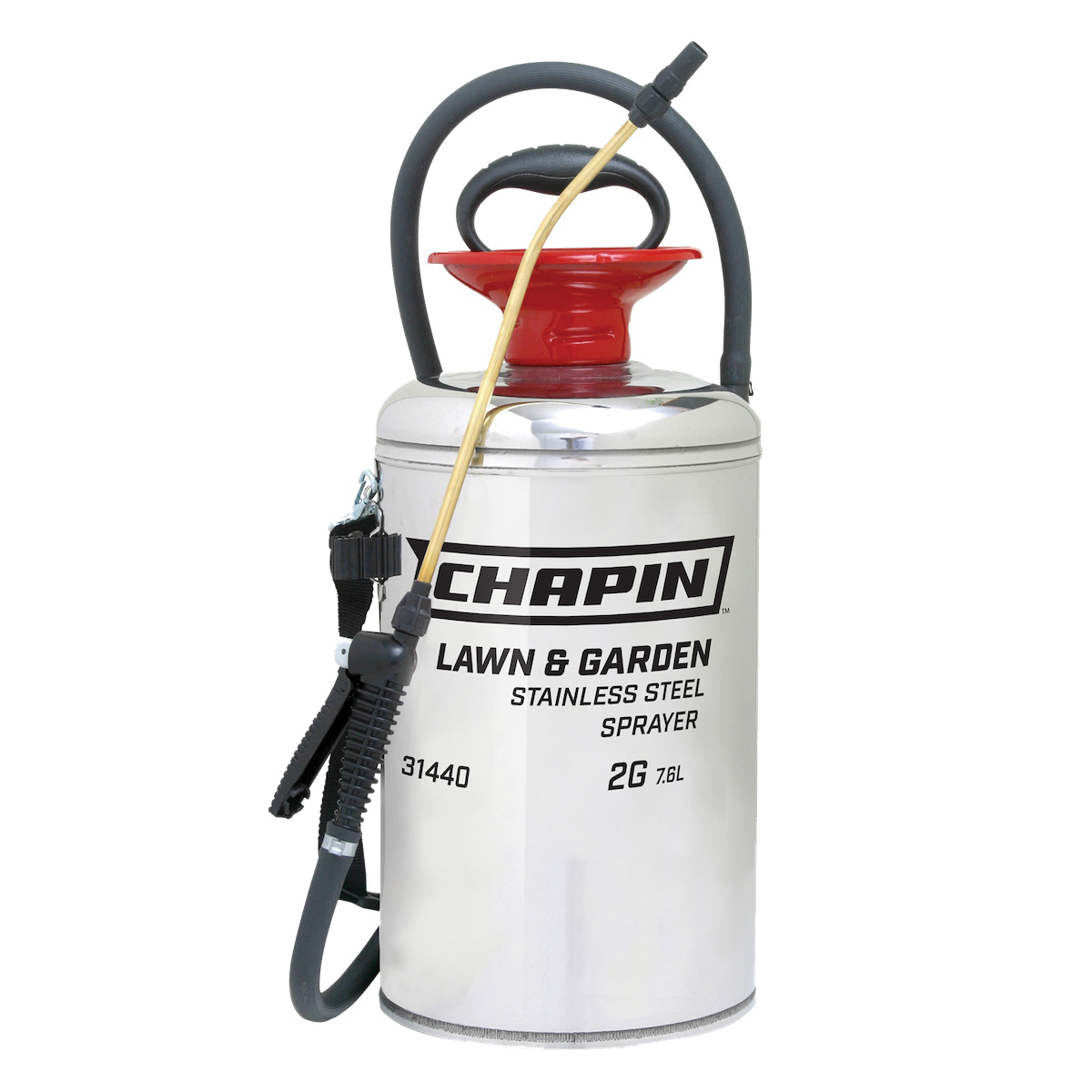 CHAPIN Lawn & Garden Series 31440 Compression Sprayer, 2 gal Tank, Stainless Steel Tank, 42 in L Hose