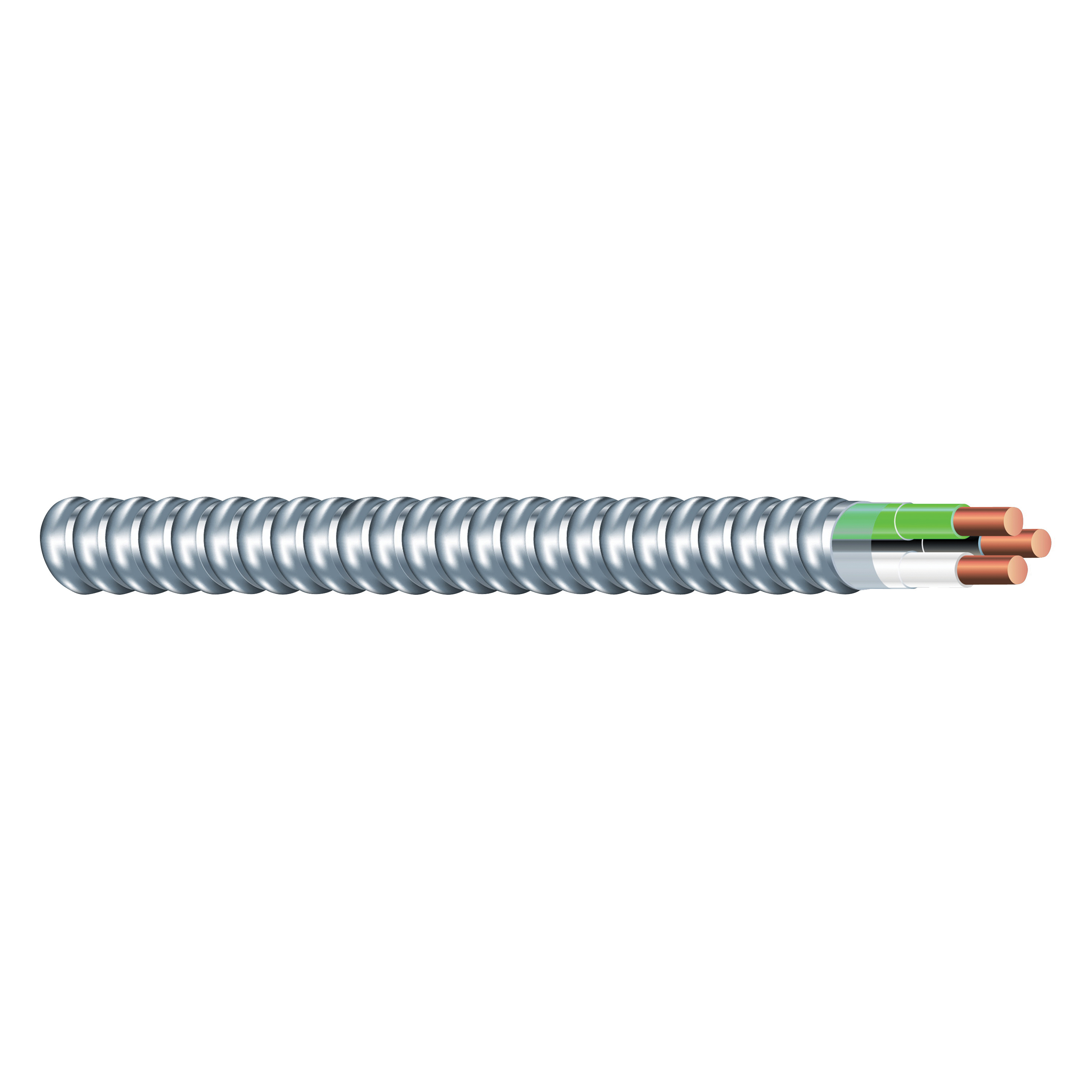 68579222 Metal Clad Armored Cable, 14 AWG Cable, 2 -Conductor, 50 ft L, Copper Conductor, THHN/THWN Insulation