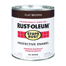 Rust-Oleum Stops Rust 239083 Enamel Paint, Oil, Flat, Brown, 1 qt, Can, 50 to 110 sq-ft/qt Coverage Area