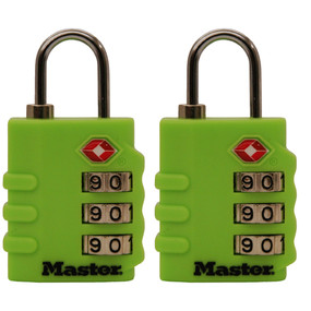 Master Lock 4684T Luggage Lock, 1/8 in Dia Shackle, 3/4 in H Shackle, Steel Shackle, Brass Body, 1-3/8 in W Body - 2